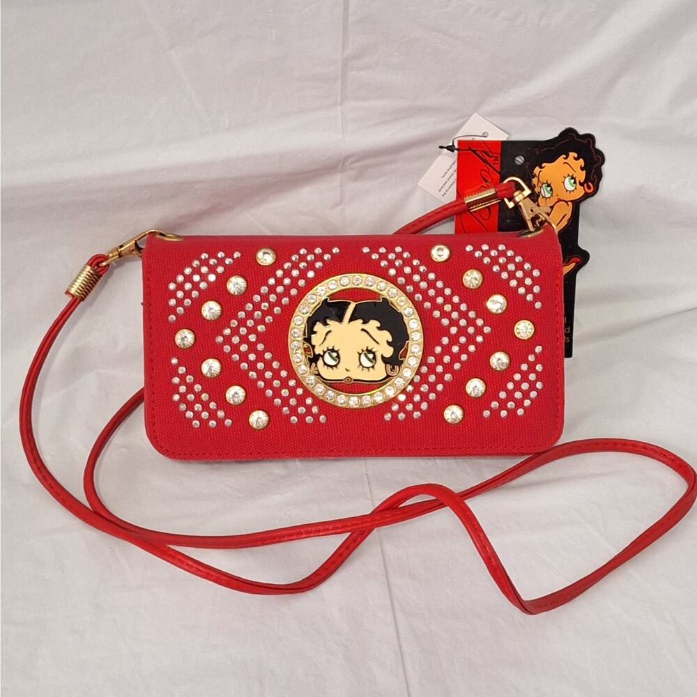 Betty Boop Red Rhinestone Crossbody Wallet Purse